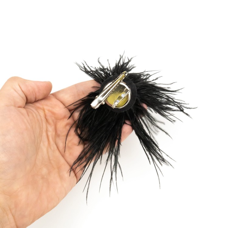 Broszka czarne Pióra strusie Zapinka do kapelusza