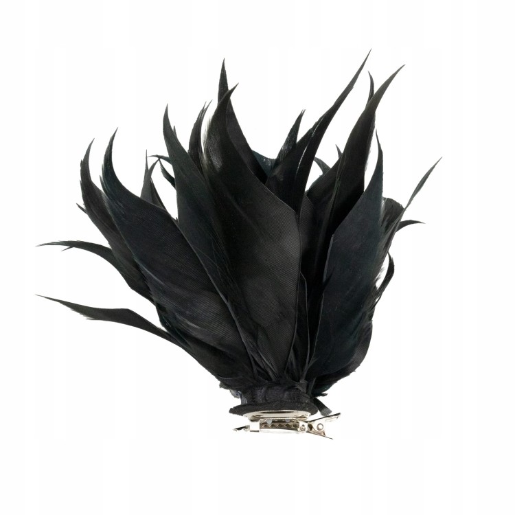 Broszka czarne Pióra gęsie Zapinka do kapelusza