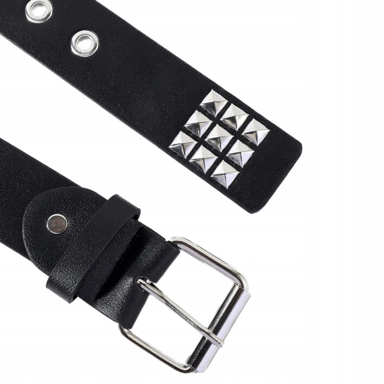 Pasek do spodni Czarny z ćwiekami klamra Punk