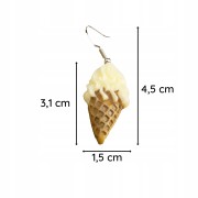 Kolczyki na lato Lód Rożek lody lekkie białe