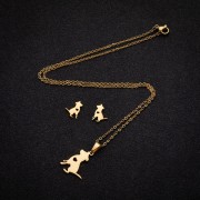 Zestaw Naszyjnik złote Kolczyki pies Serce Miłość