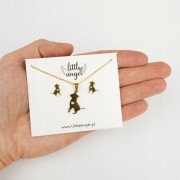 Zestaw Naszyjnik złote Kolczyki pies Serce Miłość