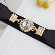 Pasek elastyczny damski czarny Cyrkonia zapinany