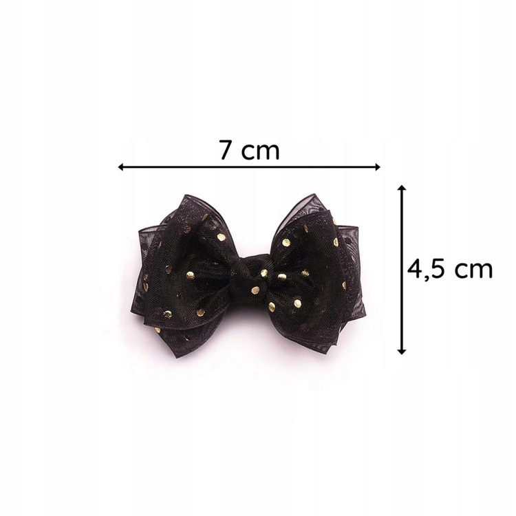 GUMKA do włosów czarna Kokarda z kropeczkami