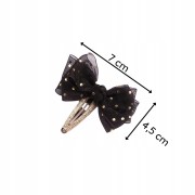 Złota spinka do włosów czarna kokarda dziewczęca