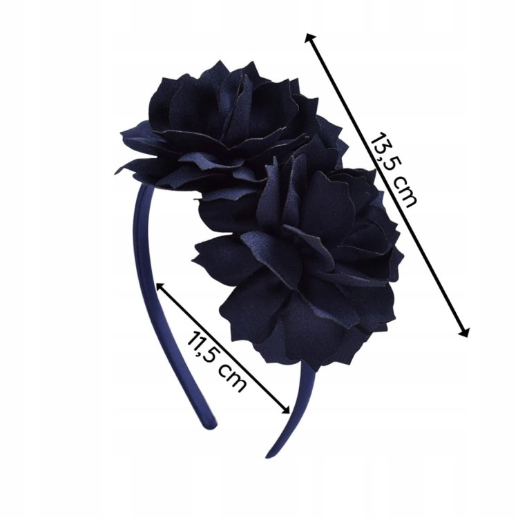 Opaska do włosów dla dziewczynki Granatowa Kwiatki