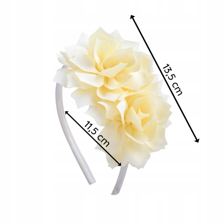 Opaska do włosów dla dziewczynki Kremowa Kwiatki