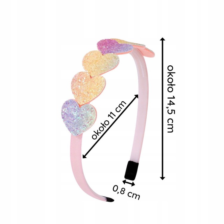 Opaska do włosów dla dziewczynki Serduszka brokat