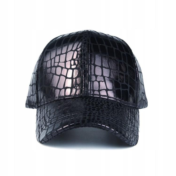 Bejsbolówka czarna czapka z daszkiem lśniąca lato