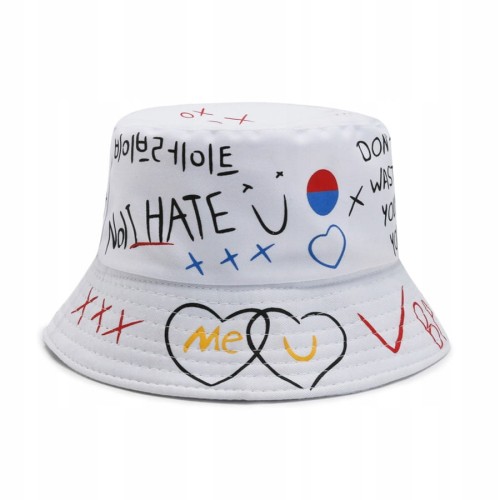 Kapelusz na lato biały napisy Badass WTF na ryby