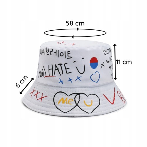 Kapelusz na lato biały napisy Badass WTF na ryby