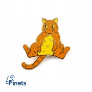 PINETS przypinka Kot gruby Spaślak pomarańcz 14K