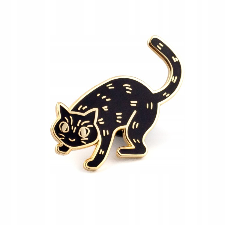 PINETS przypinka czarny Kot złoty Bonifacy 14K