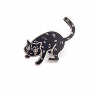 PINETS przypinka czarny Kot srebrny Kotek Bonifacy