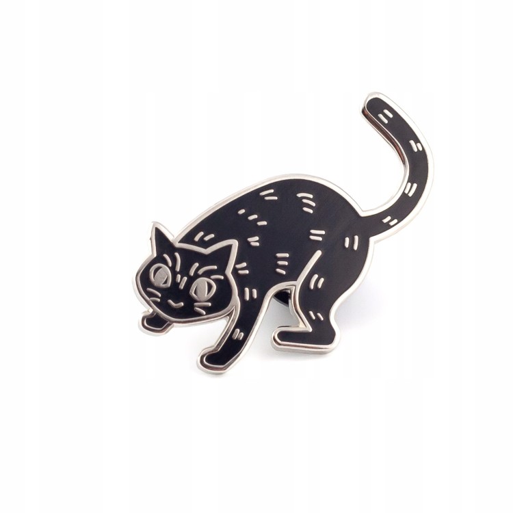 PINETS przypinka czarny Kot srebrny Kotek Bonifacy