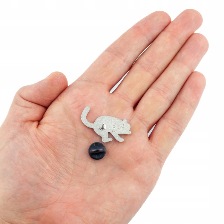 PINETS przypinka czarny Kot srebrny Kotek Bonifacy