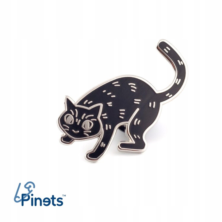 PINETS przypinka czarny Kot srebrny Kotek Bonifacy