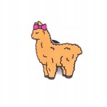 PINETS przypinka Alpaka brązowa z różową kokardką