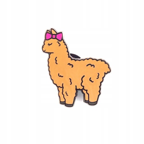 PINETS przypinka Alpaka brązowa z różową kokardką