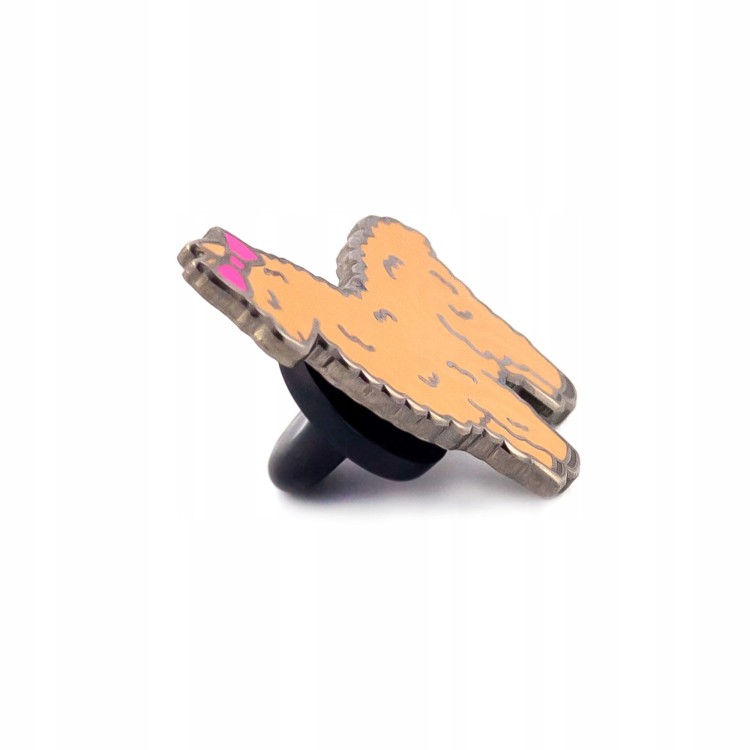 PINETS przypinka Alpaka brązowa z różową kokardką