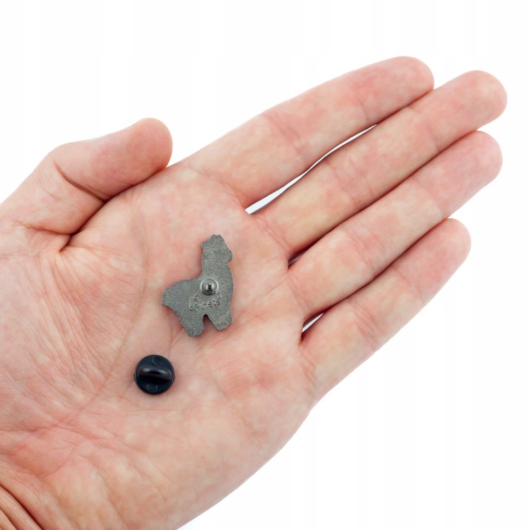 PINETS przypinka Alpaka brązowa z różową kokardką