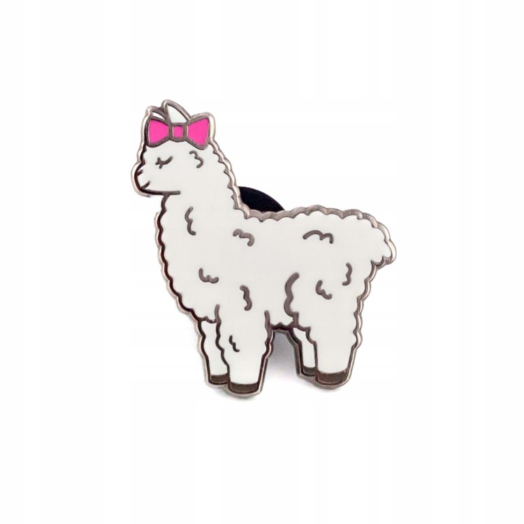 PINETS przypinka Alpaka Lama z różową kokardką