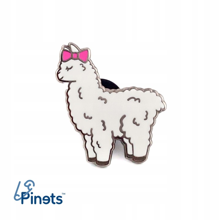 PINETS przypinka Alpaka Lama z różową kokardką