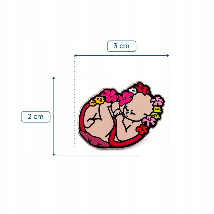 PINETS przypinka Dziecko płód w kwiatach narodziny