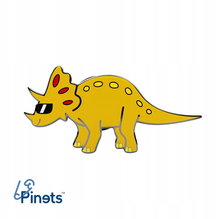 PINETS przypinka żółty Dinozaur w okularach Słodki