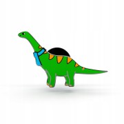 PINETS przypinka zielony Dinozaur z szalikiem