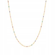 Naszyjnik złoty z koralikami 18K złoto tęczowy