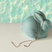 Naszyjnik złoty z koralikami 18K złoto tęczowy