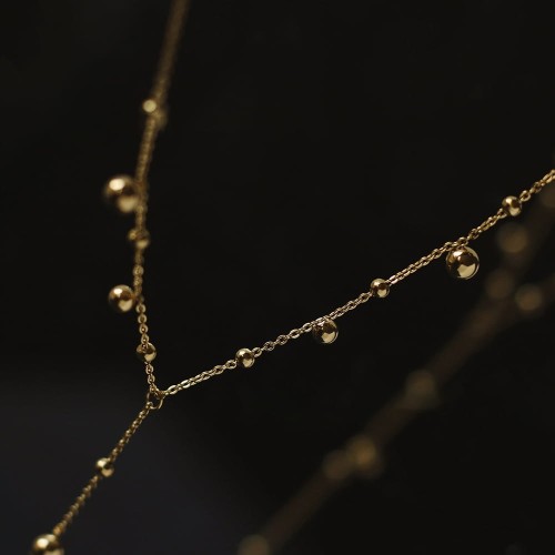 Naszyjnik złoty z koralikami 18K złoto Litera Y