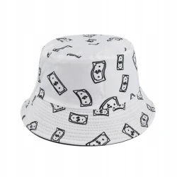 Bucket Hat Kapelusz na lato na ryby biały Dolary