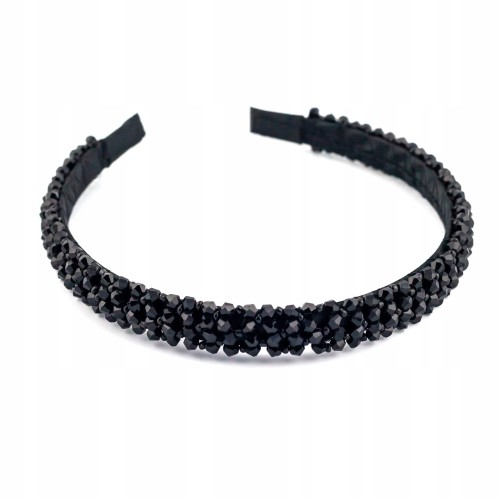 Opaska czarna do włosów dla dziewczynki cyrkonie