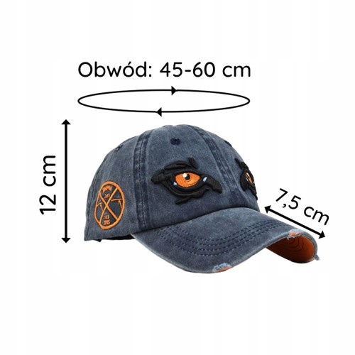 Czapka z daszkiem niebieska z oczami Bejsbolówka