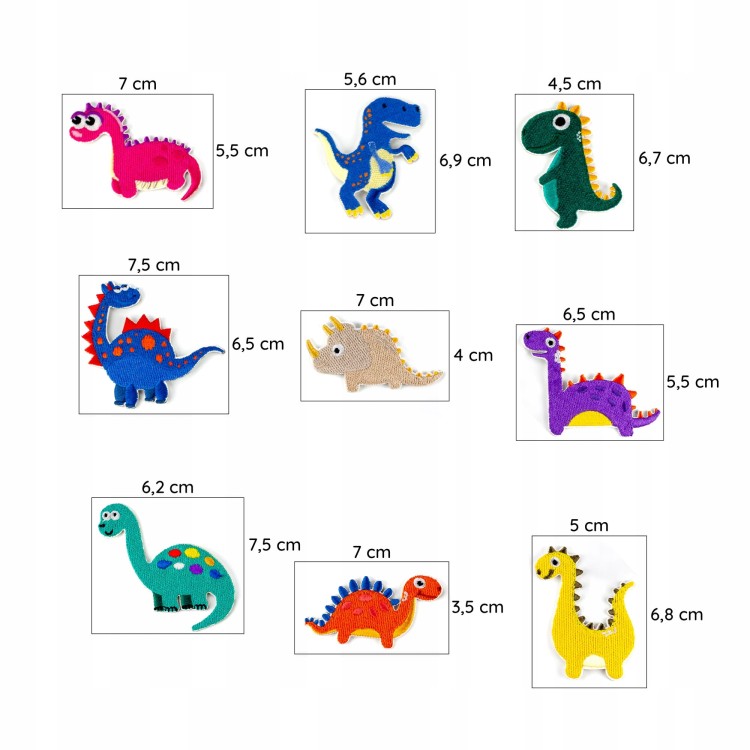 ZESTAW 9 szt. naklejki Dinozaury kolorowe Denver