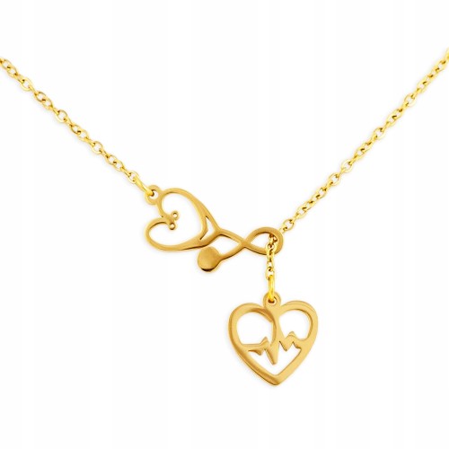 Naszyjnik Zawieszka złote Serce Stetoskop Puls