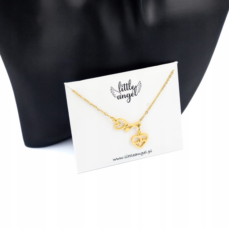 Naszyjnik Zawieszka złote Serce Stetoskop Puls