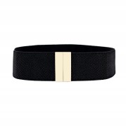 Pasek elastyczny czarny złota Klamra 65-80 cm