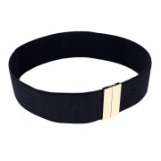 Pasek elastyczny czarny złota Klamra 65-80 cm