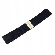 Pasek elastyczny czarny złota Klamra 65-80 cm