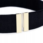 Pasek elastyczny czarny złota Klamra 65-80 cm
