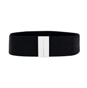 Pasek elastyczny czarny srebrna Klamra 65-80 cm