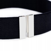 Pasek elastyczny czarny srebrna Klamra 65-80 cm