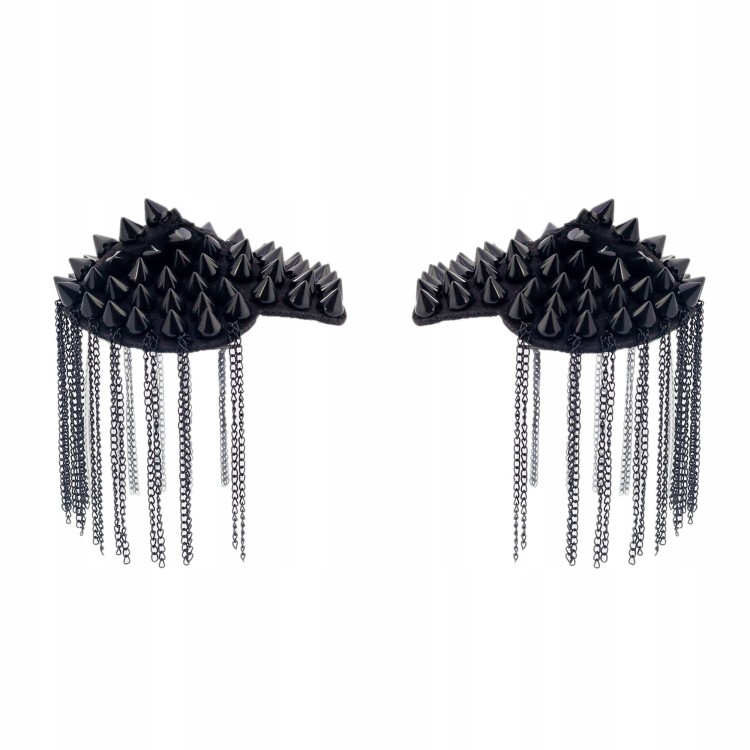 2 Naramienniki pagony czarne łańcuchy ćwieki kolce