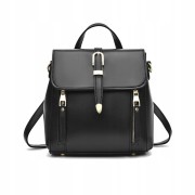 3w1 TOREBKA damska KUFEREK PLECAK skórzany czarny