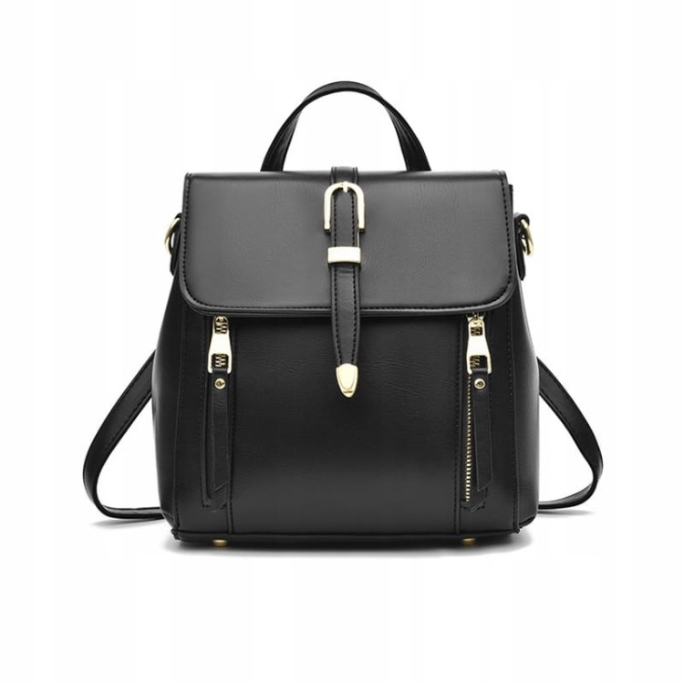 3w1 TOREBKA damska KUFEREK PLECAK skórzany czarny