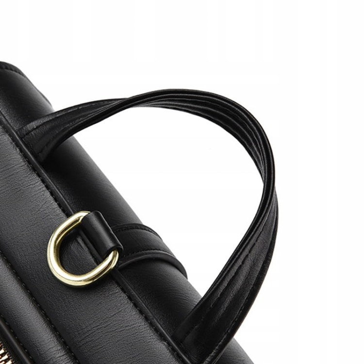 3w1 TOREBKA damska KUFEREK PLECAK skórzany czarny