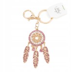 Brelok do kluczy Łapacz Snów różowy z cyrkoniami do torebki